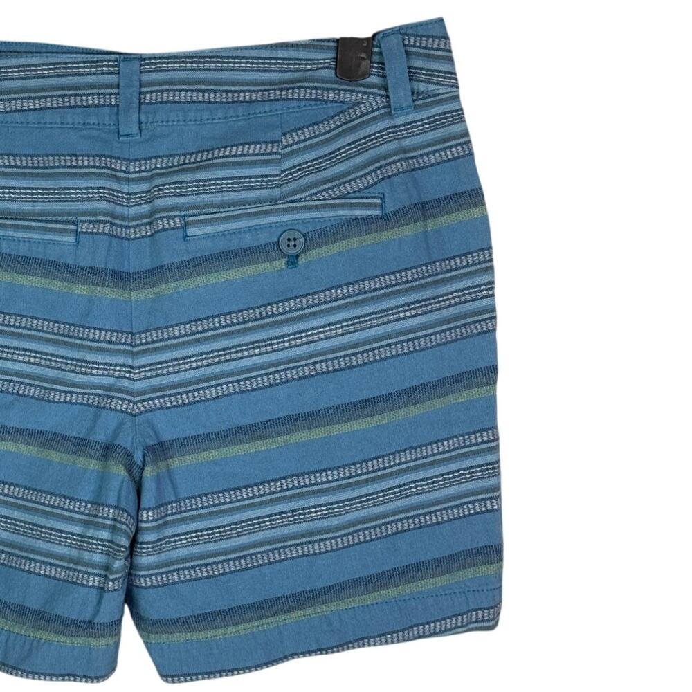 Ann Taylor Striped Casual Flat Front Shorts Pockets Lightweight Cotton 2 Blue - Picture 6 of 15